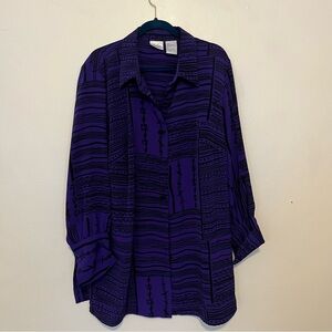 Purple Patterned Button-Up Shirt